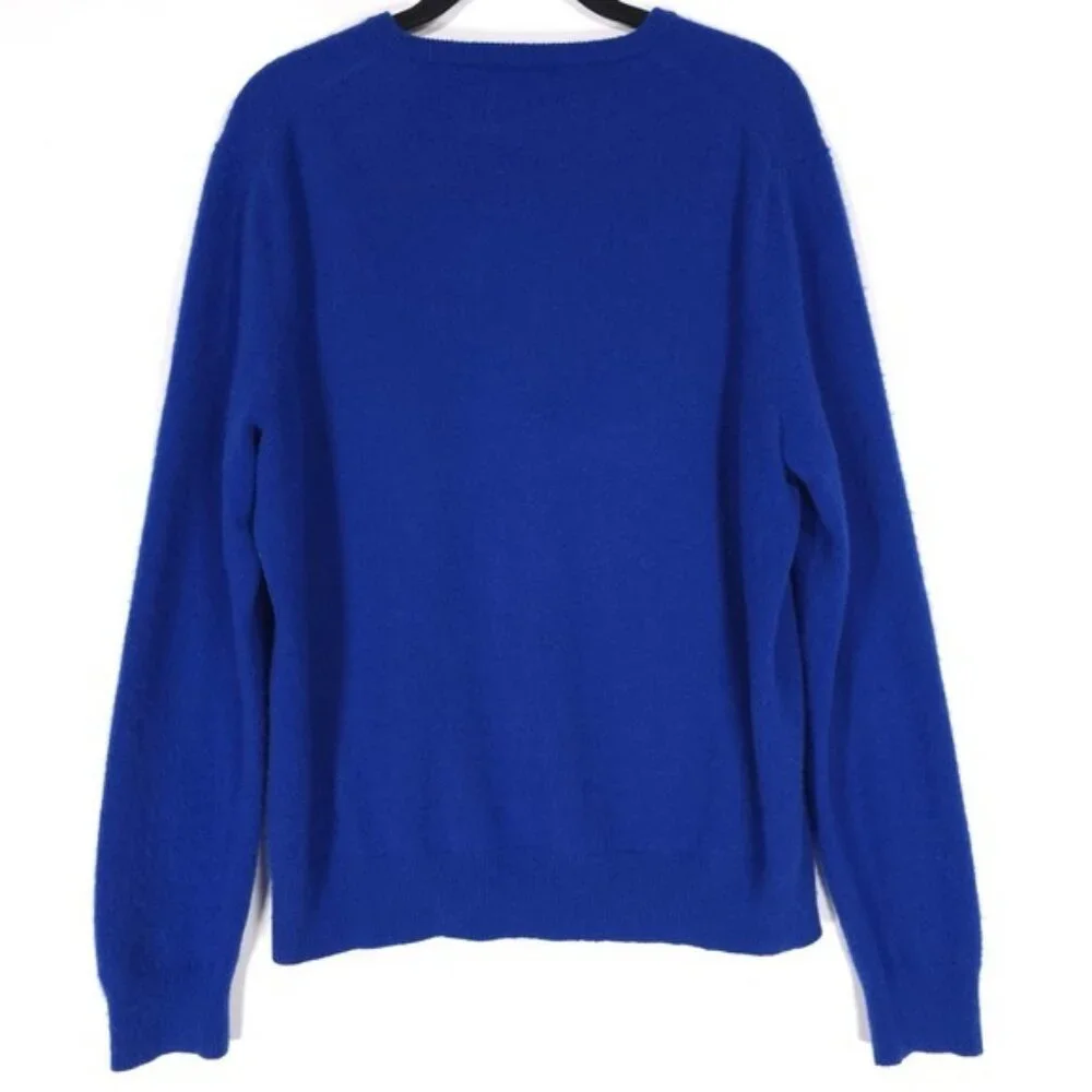 POLO RALPH LAUREN 100% CASHMERE Italian Yarn XL‎ Pullover V Neck Sweater Blue